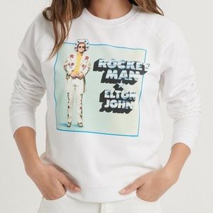 Vintage Lucky Brand Elton John Rocket Man White Crewneck Sweatshirt
